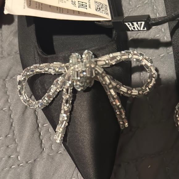 Zara Black Flats with Metallic Bow Detail - Picture 3 of 4